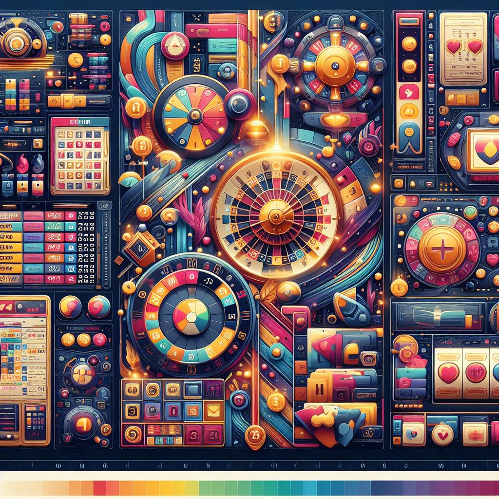 elementos visuais, jogos de cassino online, cores, layouts, tipografia